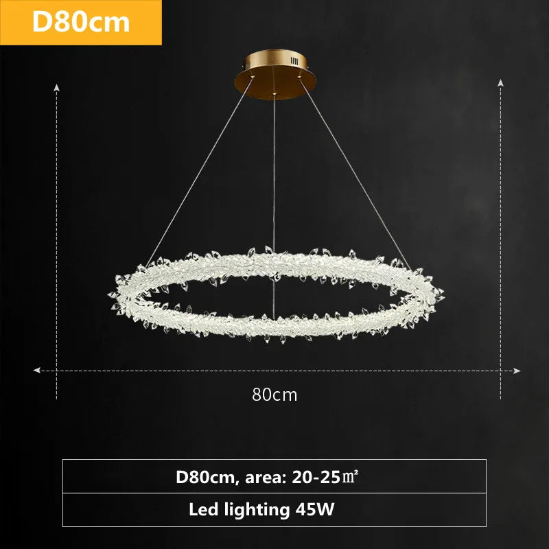 مصباح معلق كريستالي فاخر من DecorBites™ - مصباح دائري LED قابل للتعتيم بتصميم آرت ديكو