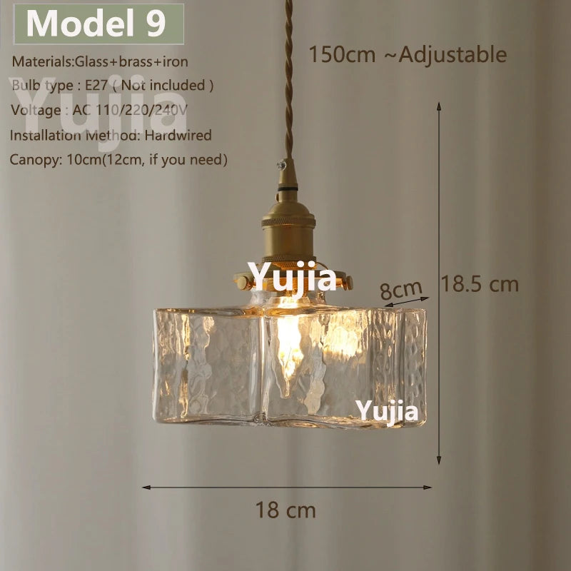 Vintage Green Glass Pendant Light With Brass Details