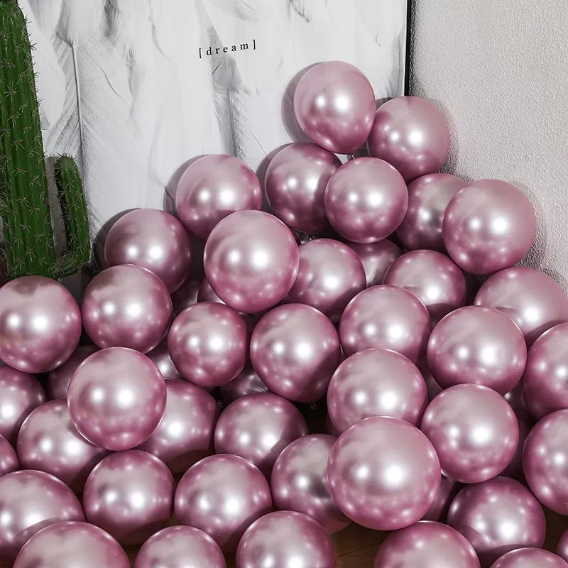 5" Chrome Golden Balloons for Wedding Party Decor by DecorBites™ - Pack of 10