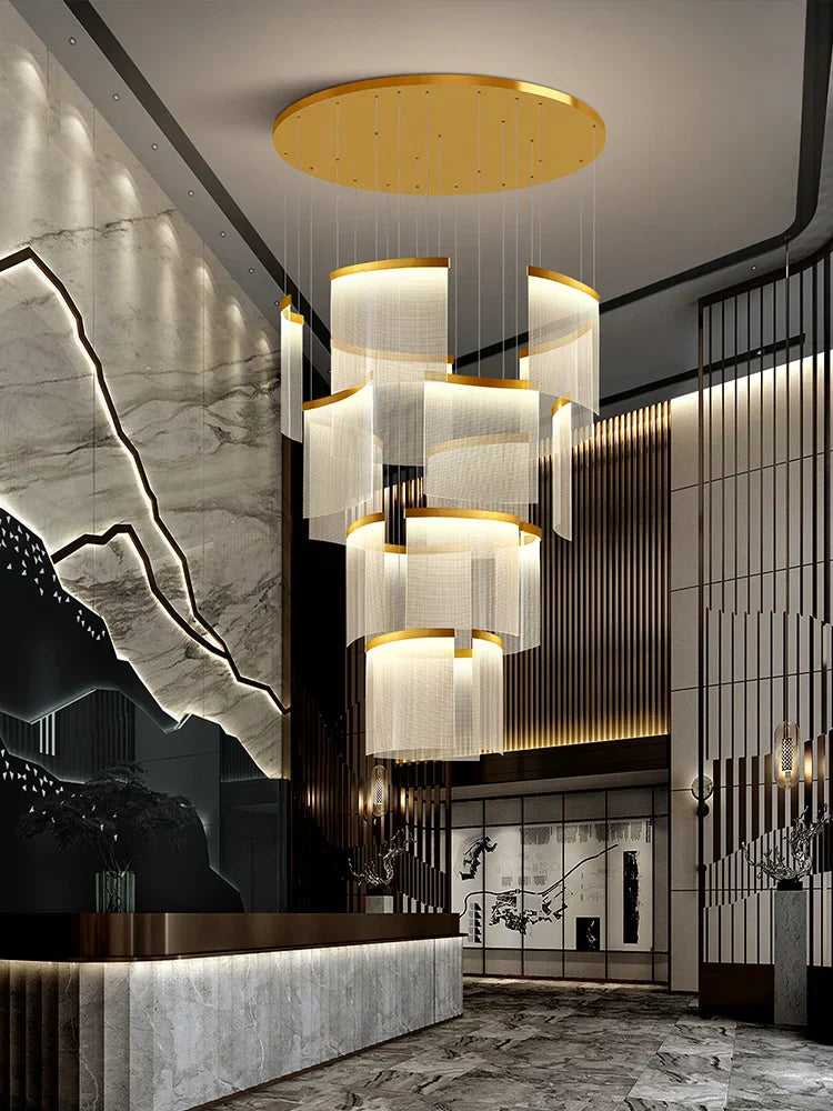 ثريا أكريليك بإضاءة LED من DecorBites™: إضاءة معلقة عصرية فاخرة قابلة للتعتيم لغرفة المعيشة - تركيبات إضاءة أنيقة