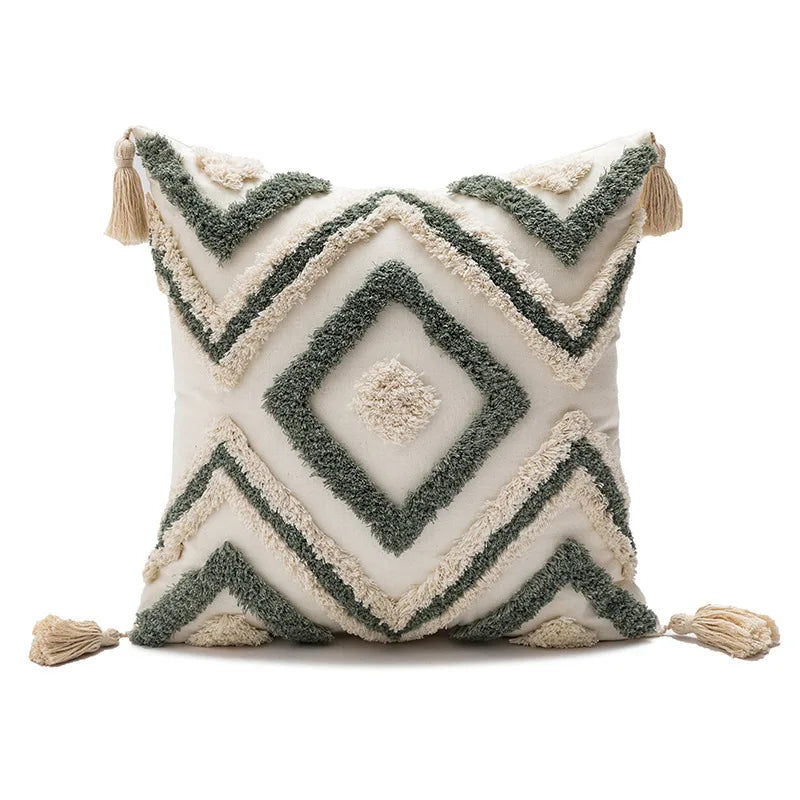 DecorBites™ Geometric Embroidery Boho Cushion Cover Sofa Decorative Pillowcase Canvas Cotton