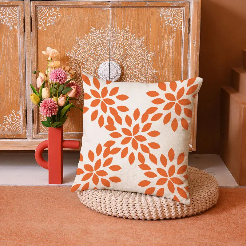 DecorBites™ Geometric Yellow Linen Pillow Cover for Modern Décor 45x45cm