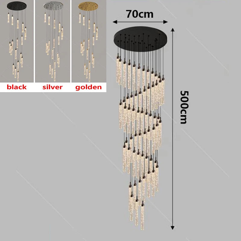Art Deco Crystal Staircase Pendant Light