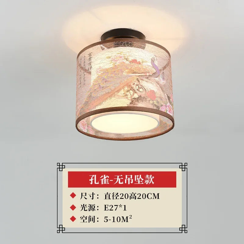 ثريا سقف صينية من DecorBites™ Lotus، مصباح ممر بسيط، إضاءة LED للوحات
