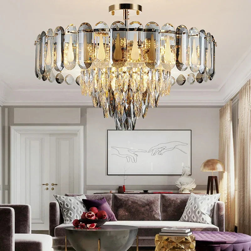 DecorBites™ Crystal LED Ceiling Chandelier Modern Living Room Pendant Light