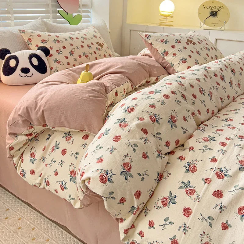 DecorBites™ Double-Layer Yarn Printed Cotton Quilt Cover Set - Queen/King/Double/Single Bed