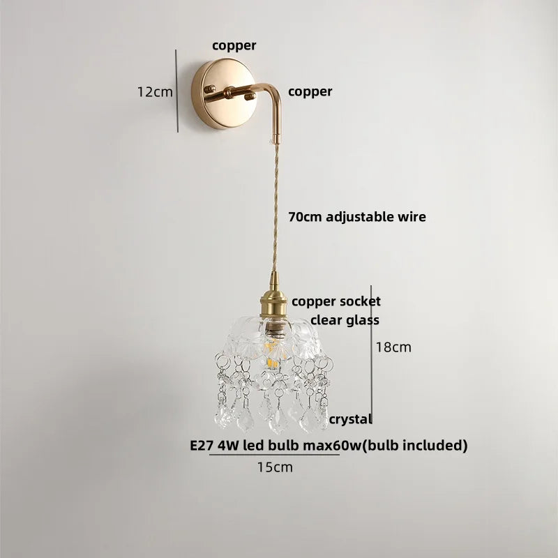 DecorBites™ Clear Glass LED Wall Lamp Modern Crystal Home Decor Bathroom Mirror Light