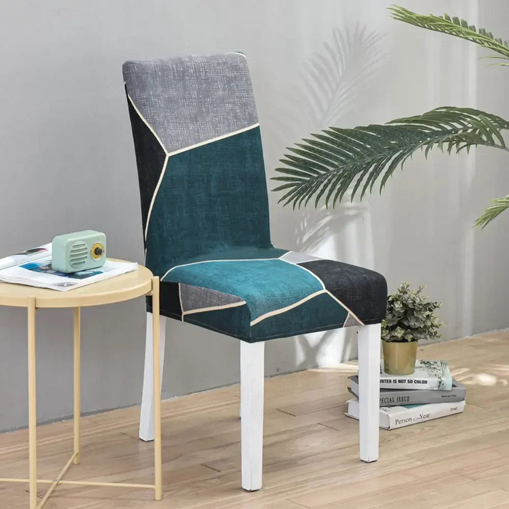 DecorBites™ Geometric Stretch Chair Cover Slipcovers | Elastic Seat Case