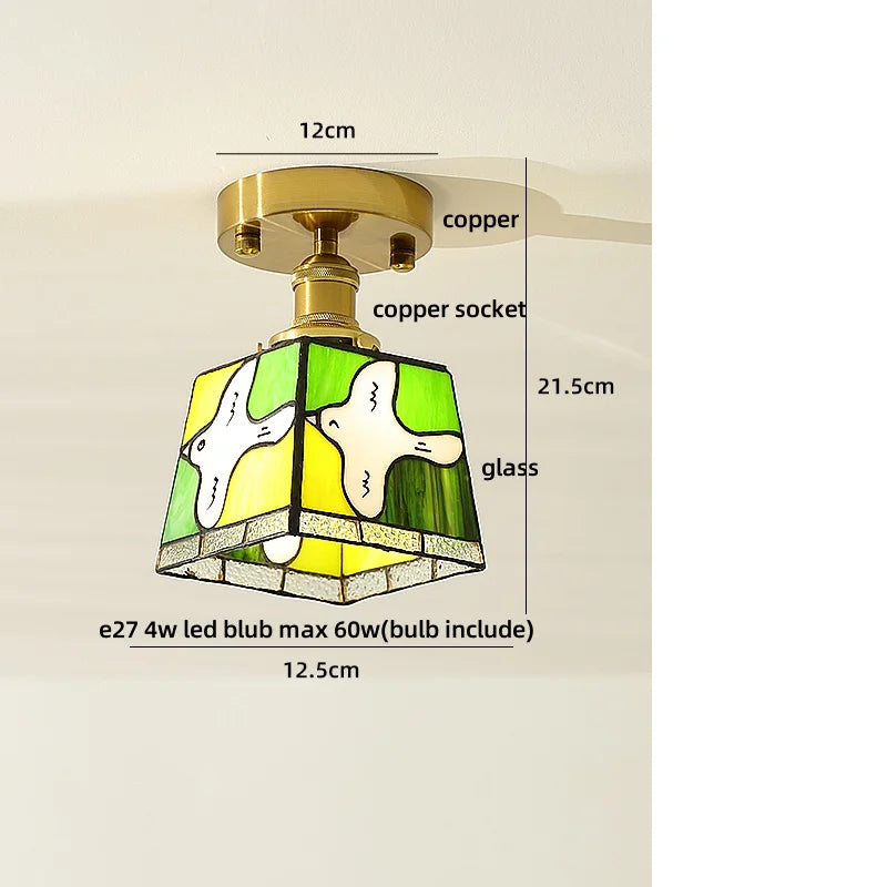DecorBites™ Amber Ice Crack Glass Wood Ceiling Light - Nordic Modern LED Fixture
