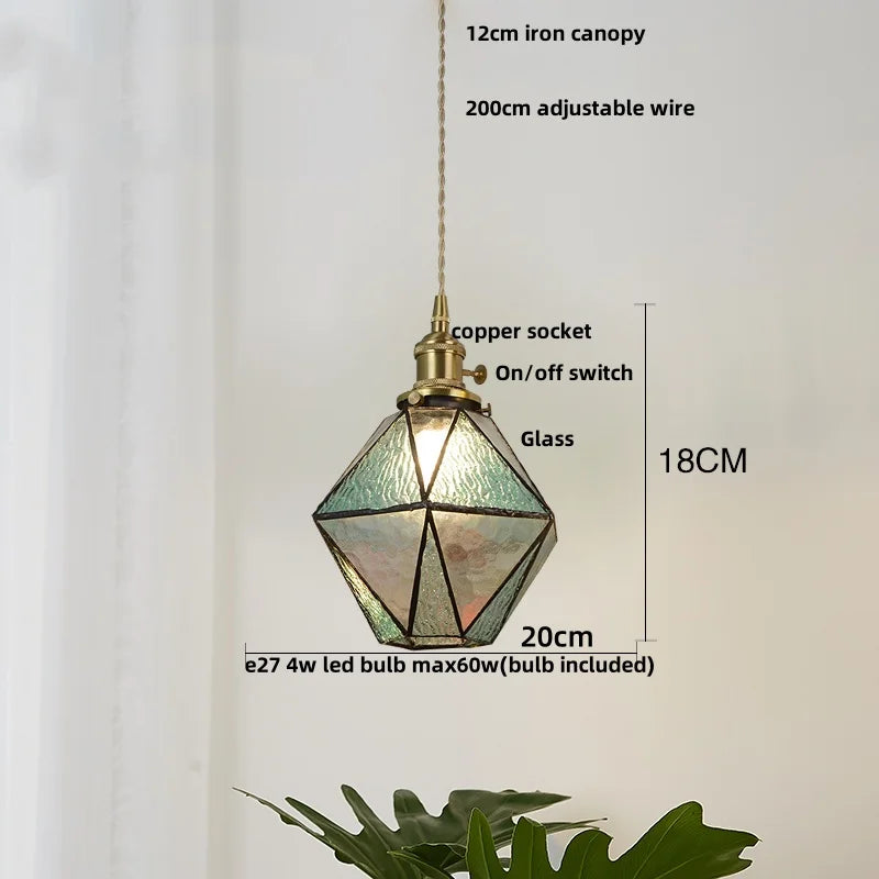 DecorBites™ Blue Glass LED Pendant Light Fixture - Nordic Modern Hang Lamp