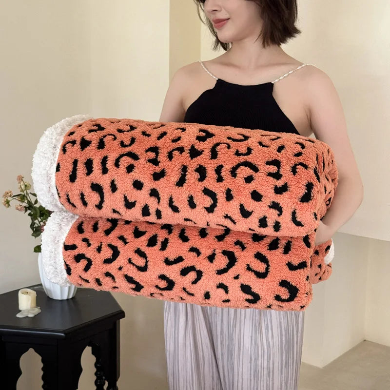 DecorBites™ Leopard Print Double Layered Wool Blanket-Irresistibly Soft & Warm