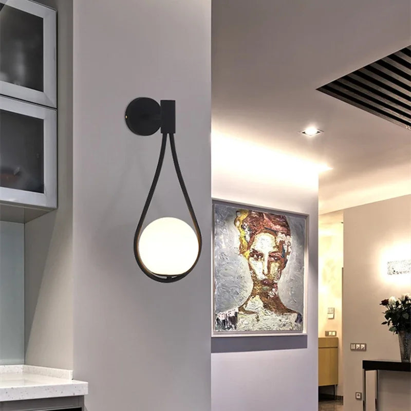 DecorBites™ Glass Ball Golden LED Wall Lamp for Living Bedroom, Minimalist Nordic Design