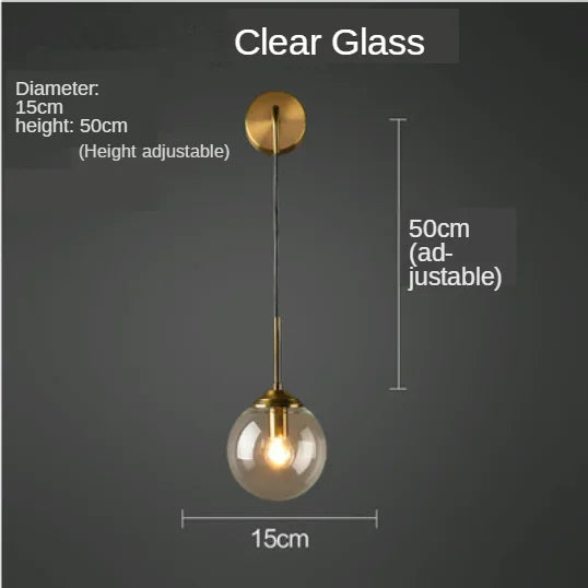 DecorBites™ Golden Glass Ball Wall Sconce Light Fixture for Modern Living Room Decor
