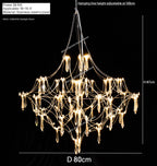 Starry Crystal Firefly Pendant Chandelier in Polished Steel