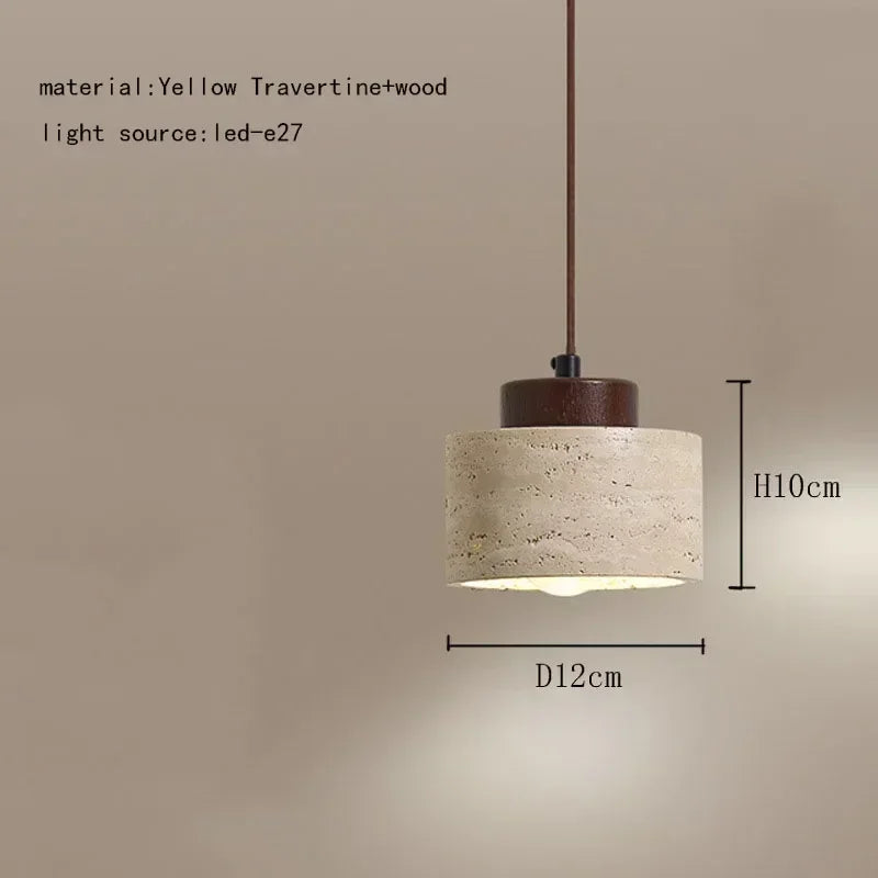 DecorBites™ مصباح معلق أنيق من حجر الترافرتين بتصميم وابي سابي لطاولات الطعام وجزر المطبخ