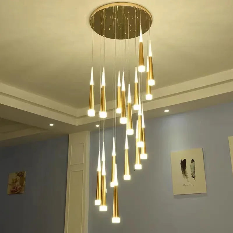 DecorBites™ Black Acrylic LED Chandelier Staircase Pendant Light - Creative Meteor Shower Design