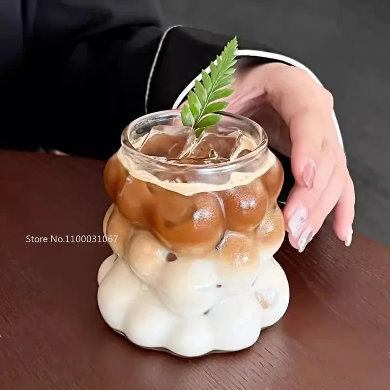 طقم أكواب DecorBites™ الزجاجية المقاومة للحرارة بتصميم عنقود العنب: أكواب شرب شفافة للقهوة والشاي والعصير والبيرة