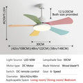 DecorBites™ 48" Bedroom Restaurant Ceiling Fan with 5 Wood Blades, DC Motor, LED Light, Remote