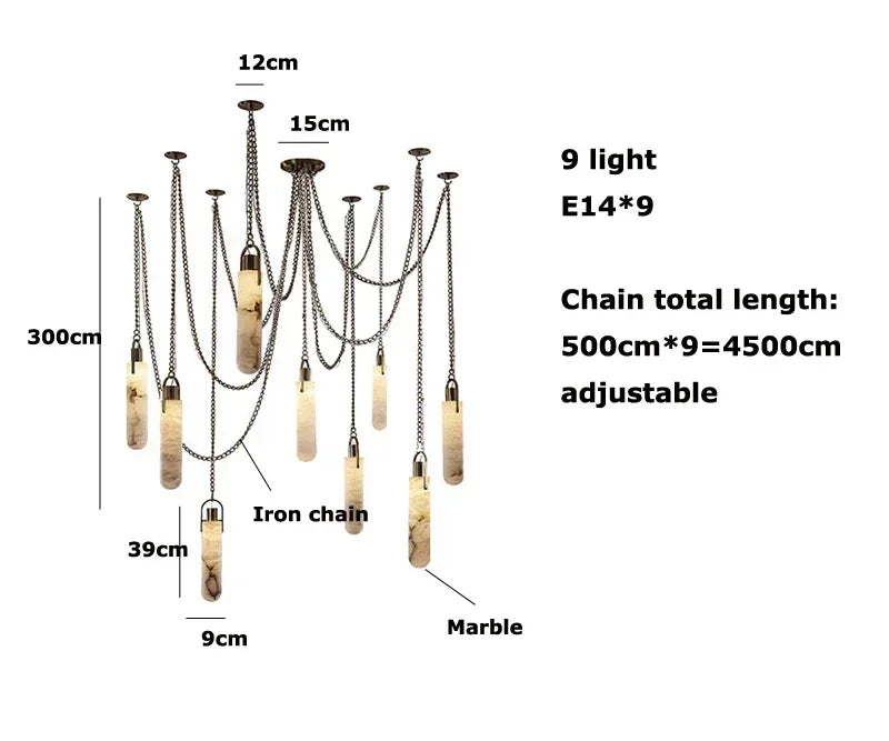 ثريا LED كروم ذهبية من DecorBites™ لغرفة الطعام - تصميم رخامي 2025