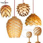 Nordic Oak Pinecone Wood Pendant Light