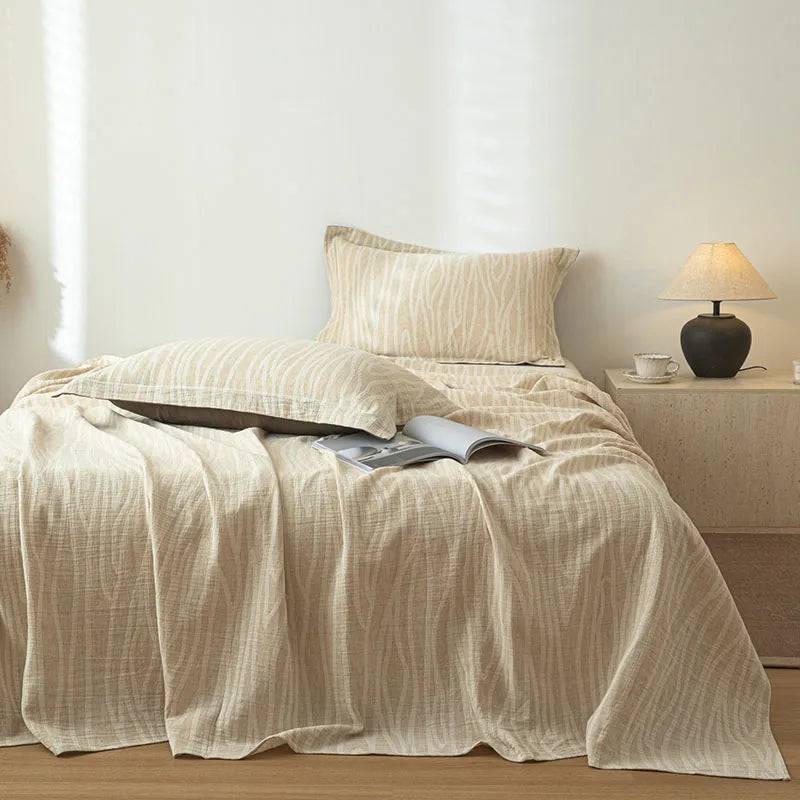 DecorBites™ Cotton & Linen Bed Sheet Set: Luxury, Skin-Friendly, All Seasons, Queen & King Sizes