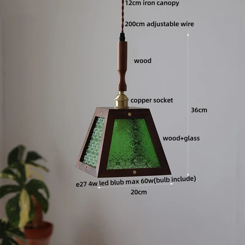 مصباح معلق زجاجي LED من DecorBites™ بقاعدة نحاسية لديكور غرفة المعيشة والطعام