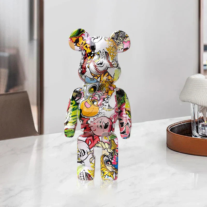 DecorBites™ Graffiti Bear 27cm Figurine | Modern Home Decor Statue & Money Jar