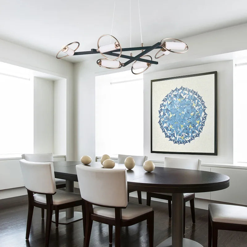 ثريا سقف دائرية الشكل LED من DecorBites™ لديكور المنزل - إضاءة معلقة عصرية لغرفة المعيشة وغرفة الطعام