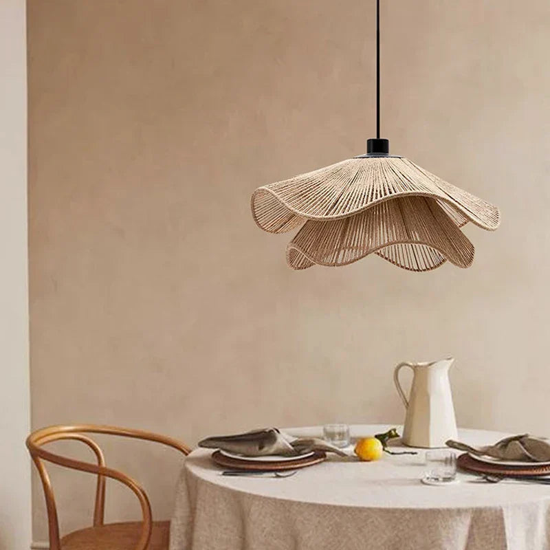 Lustre de plafond en corde de chanvre DecorBites™, suspensions LED minimalistes nordiques pour salle à manger