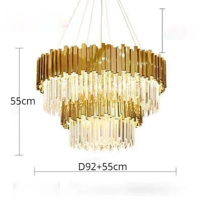 DecorBites™ Crystal LED Chandelier: Adjustable Metal Hanging Lamp for Living Room, Dining, Bedroom