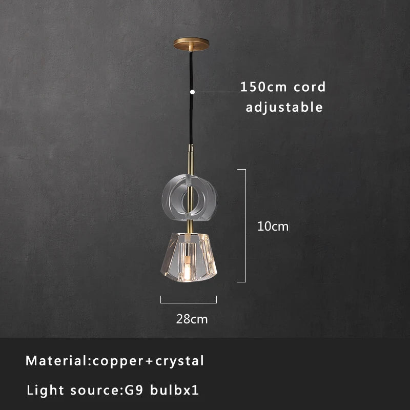 DecorBites™ Crystal Copper Pendant Lights Gold Home Decor Glass Hanging Lamp
