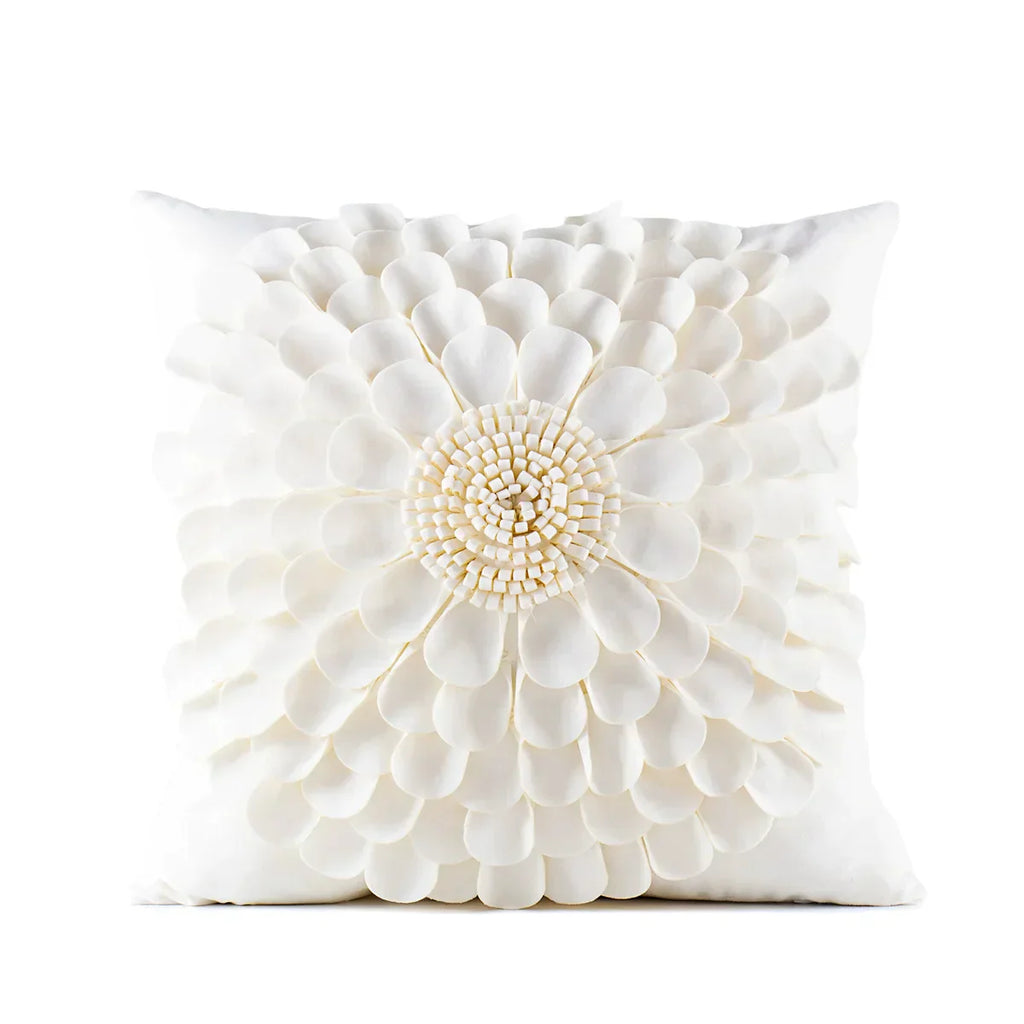 DecorBites™ 3D Velvet Flower Pillow Covers in Yellow Beige 45x45cm