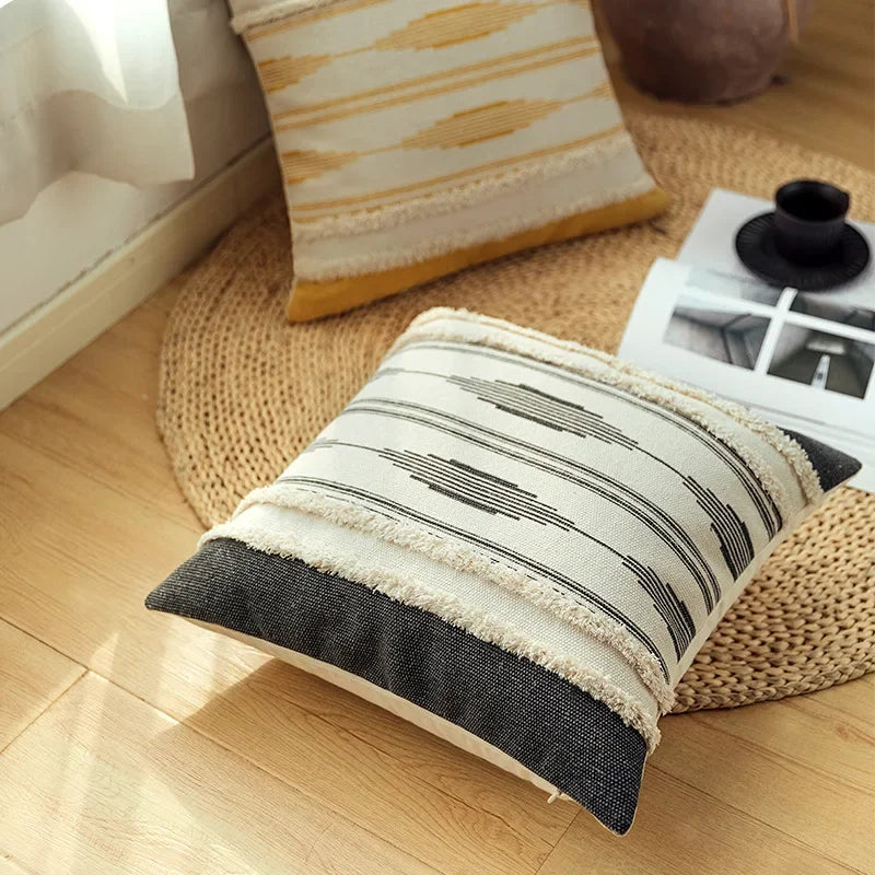 DecorBites™ Geometric Tufted Tufted Cushion Cover Set 45x45cm, Moroccan Style Handmade