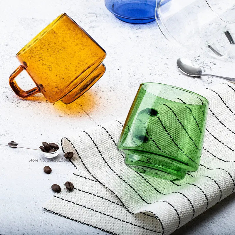 DecorBites™ 350ml Glass Coffee Mug Tea Juice Cup Heat Resistant Durable High Borosilicate
