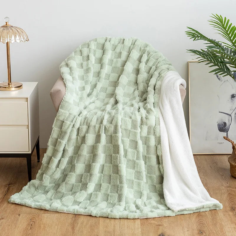DecorBites™ Geometric Jacquard Flannel Sofa Cover - All Seasons Bed Sheets