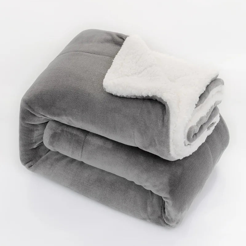 DecorBites™ Cozy Double-Layer Lamb Fleece Blanket - All Season Warmth Bedspread