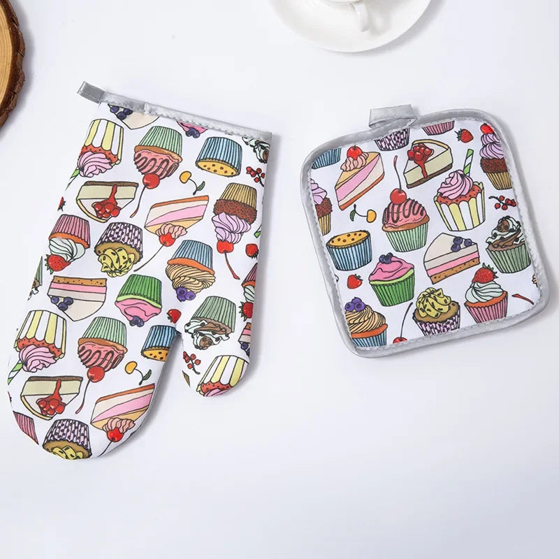 DecorBites™ Cotton Kitchen Baking Microwave Gloves for Heat Resistant Baking Oven Safety