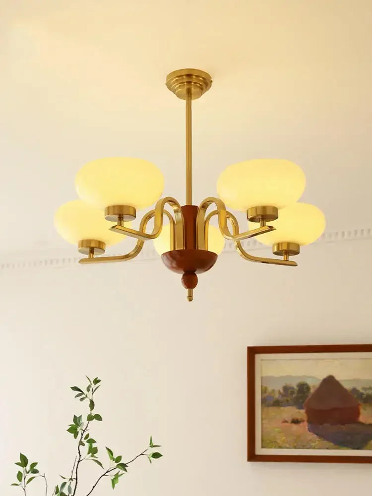 DecorBites™ Cream Glass Pendant Chandelier for Home Decor