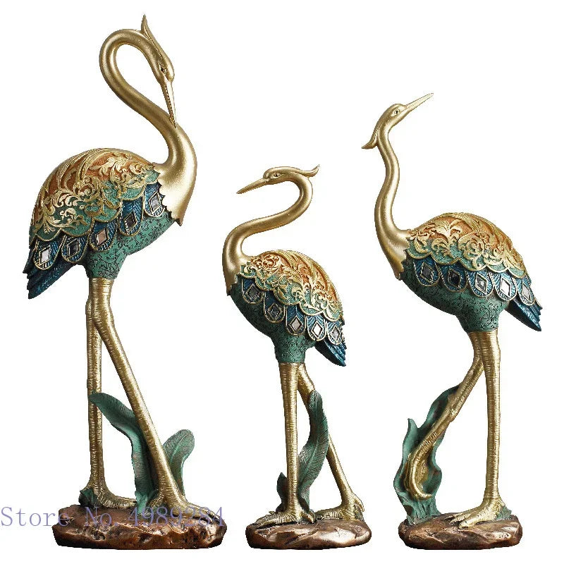 DecorBites™ Crane Bird Sculpture: Handcrafted Resin Ornament for Home Decor