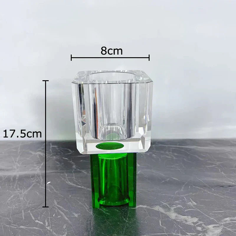 DecorBites™ Crystal Glass Vase with Artificial Flowers, Modern Home Decor