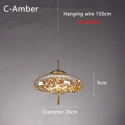 Nordic Star Glass Pendant Light With Long Cord