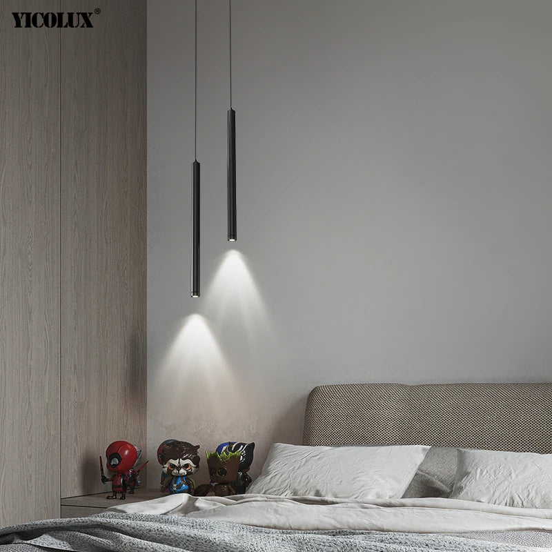 Minimalist Black and White Metal LED Pendant Light