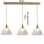 Korean Retro Glass Pendant Light With Wood Accent
