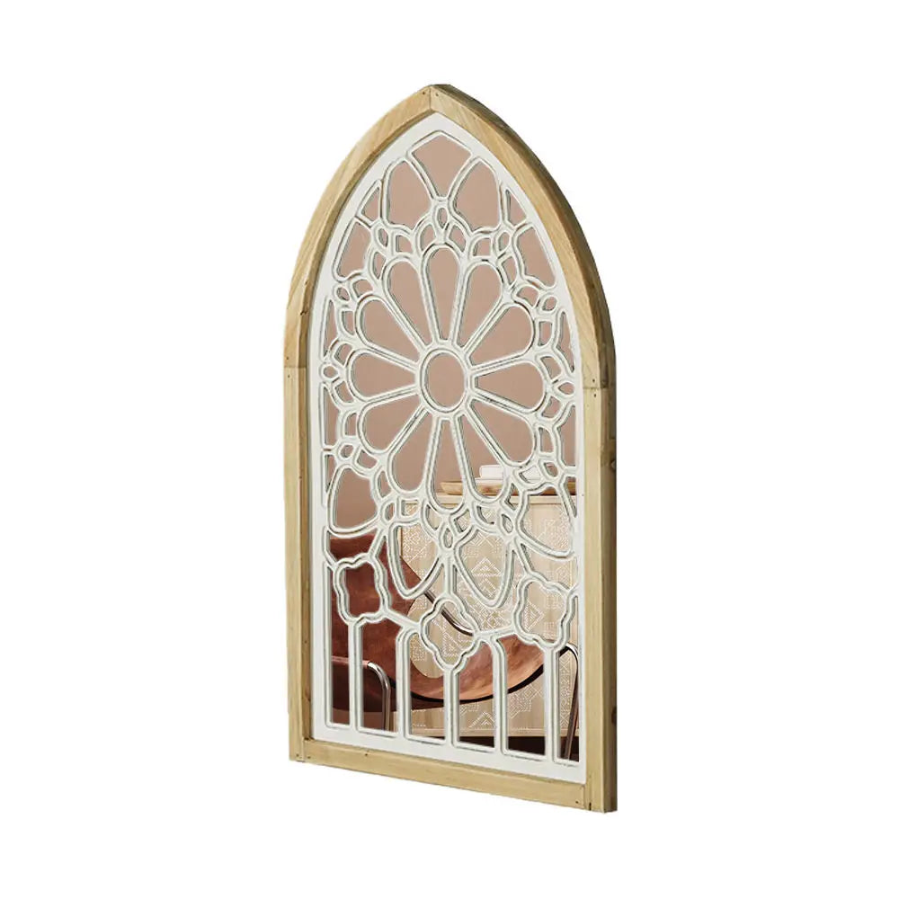 مرآة DecorBites™ Gothic Rose Window المنحوتة لتزيين الجدران في غرفة المعيشة وغرفة النوم