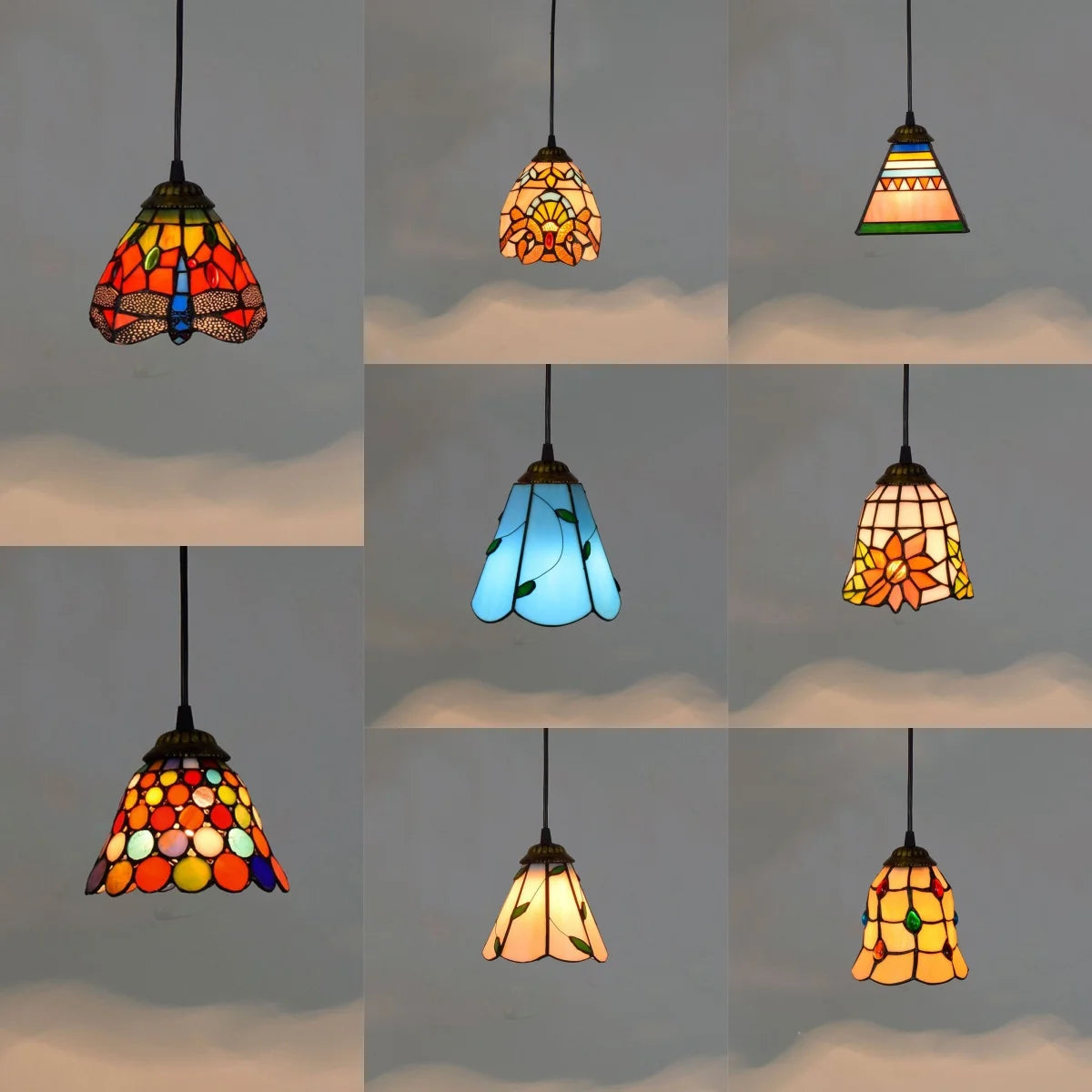 Mediterranean Mosaic Stained Glass Pendant Light