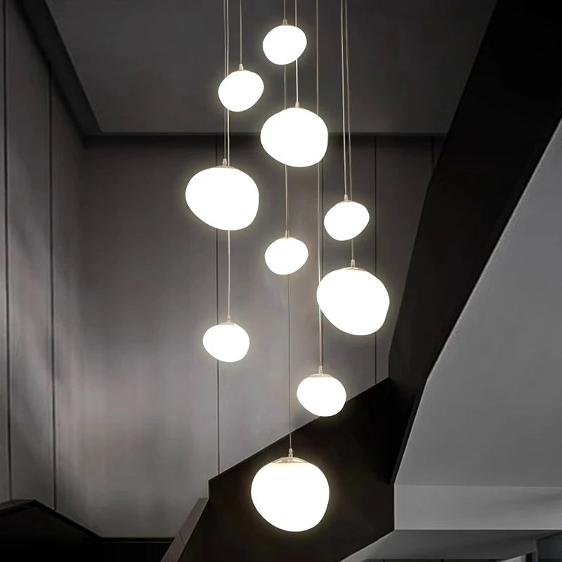 Modern Brushed Stainless Acrylic Multi-Head Pendant Light