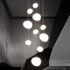 Modern Brushed Stainless Acrylic Multi-Head Pendant Light