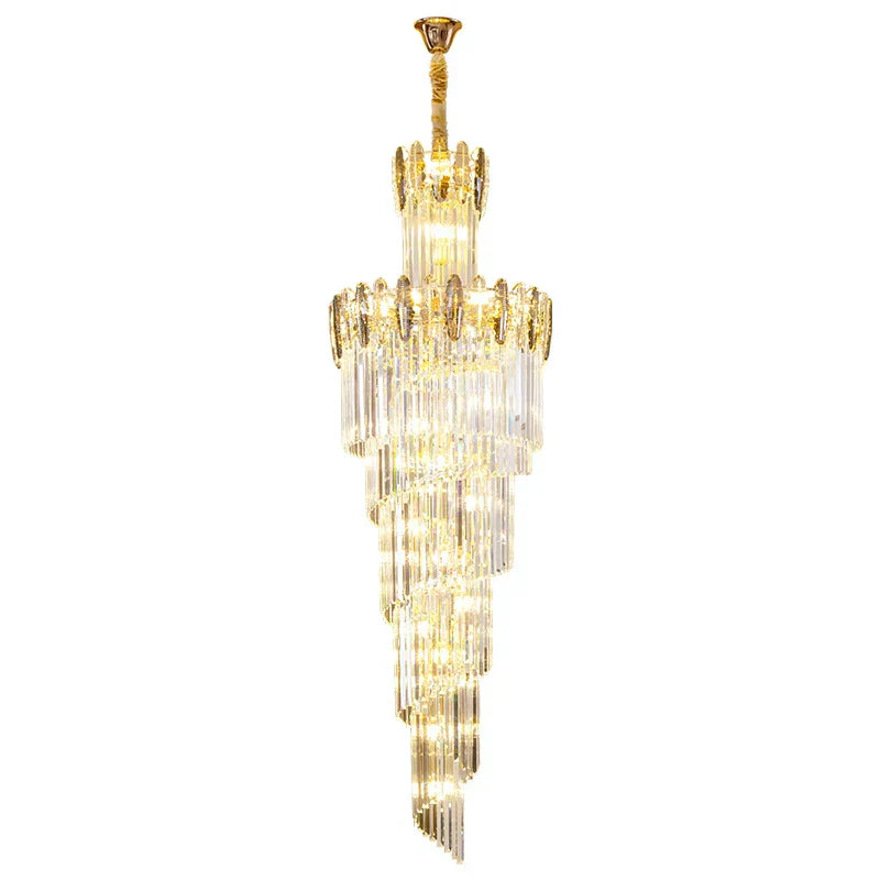 DecorBites™ Crystal Chandelier: Modern Minimalist Duplex Living Room Luxury Light