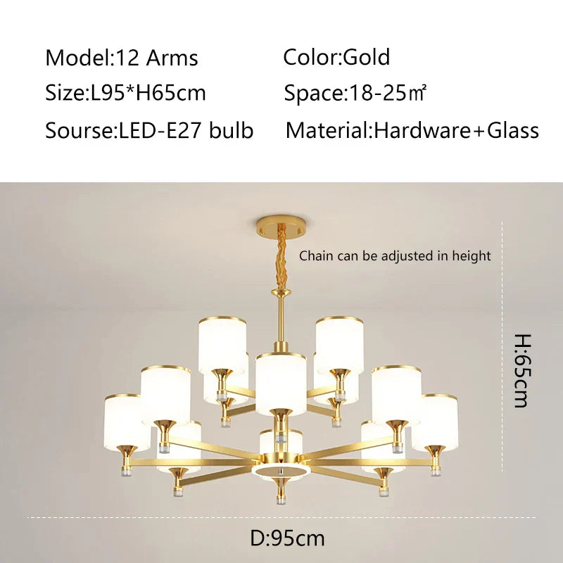 DecorBites™ Glass Chandelier: Nordic Modern LED Hanging Light for Living Room and Bedroom