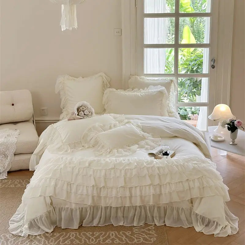 DecorBites™ French Princess Bedding Set with Ruffles and Lace